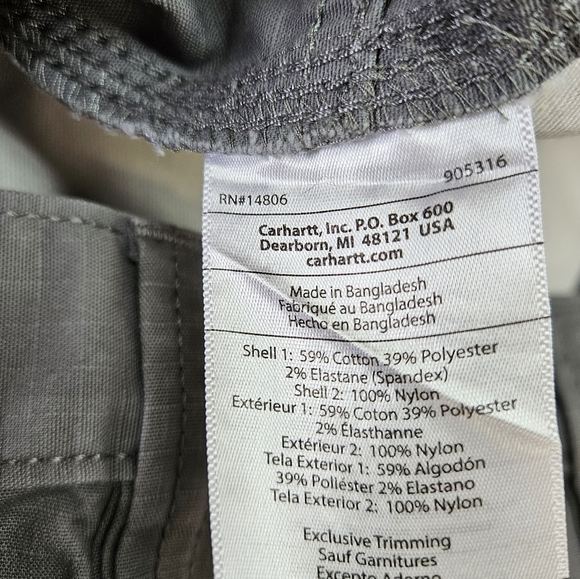 Carhartt Men's Rugged Flex Relaxed Fit Ripstop Cargo Work Short Steel Gray 40 - Picture 6 of 7